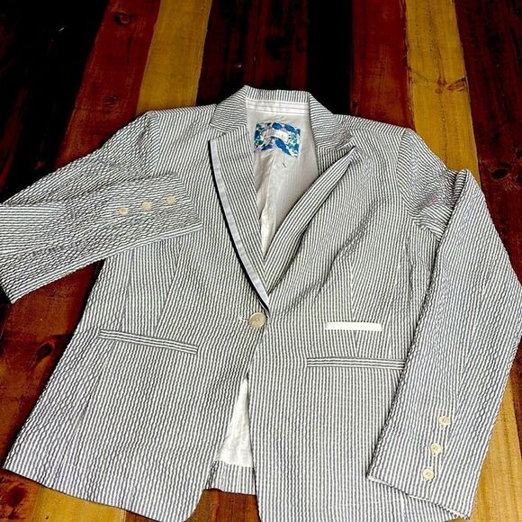 ECRU  STRIPE JACKET SZ S - Picture 1 of 10